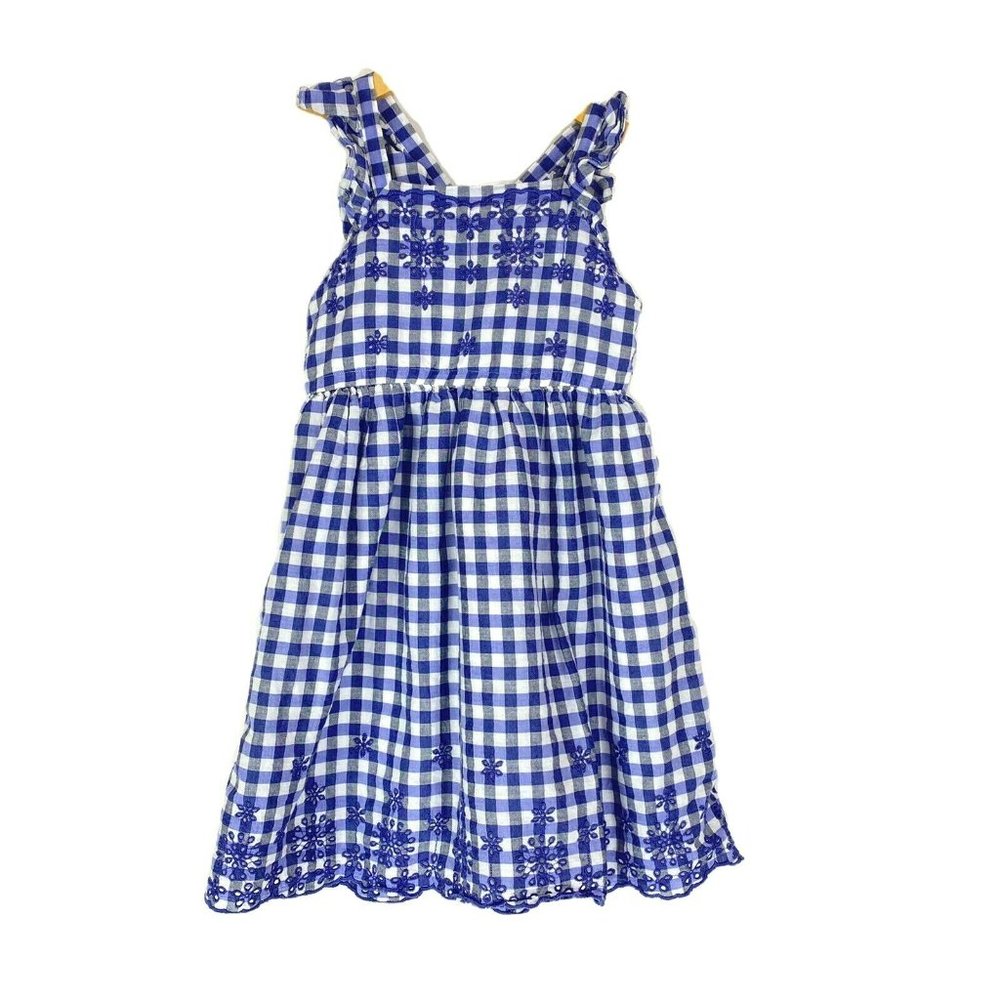 Cat & Jack S Small 6/6X Dress Gingham Blue Plaid Floral Eyelet Spring Easter